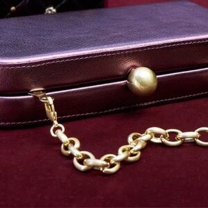 Hobo Metallic Leather Frosted Plum Clutch with Gold Chain LAUREN MINAUDIERE